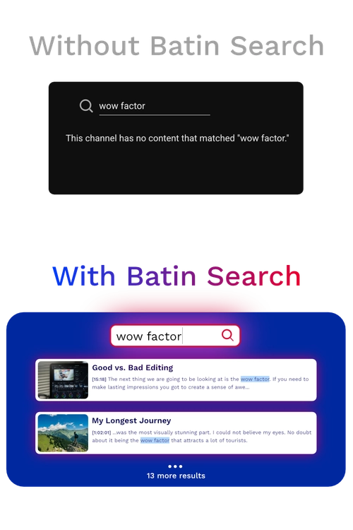 depiction of a search query finding matching results in the middle of videos